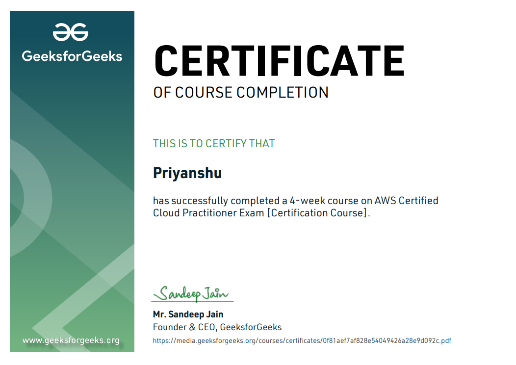 AWS Cloud Practitioner certificate