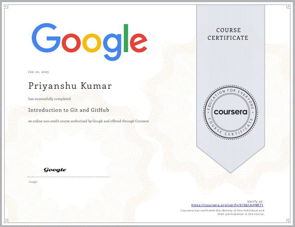 Git & GitHub certificate
